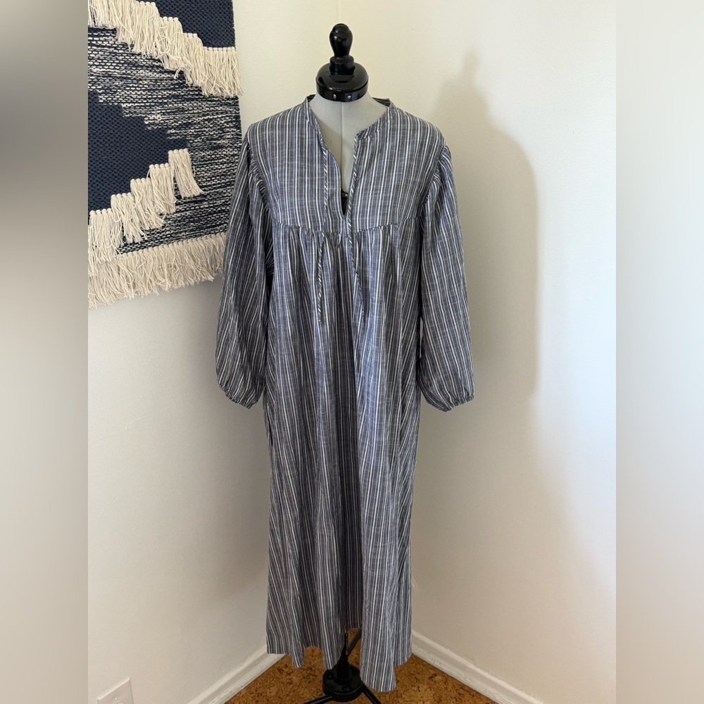 Jess Brown Striped Gray Maxi Dress